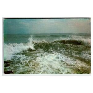Vintage Monhegan Island Maine Ocean Waves Crashing Tichnor Postcard 1941